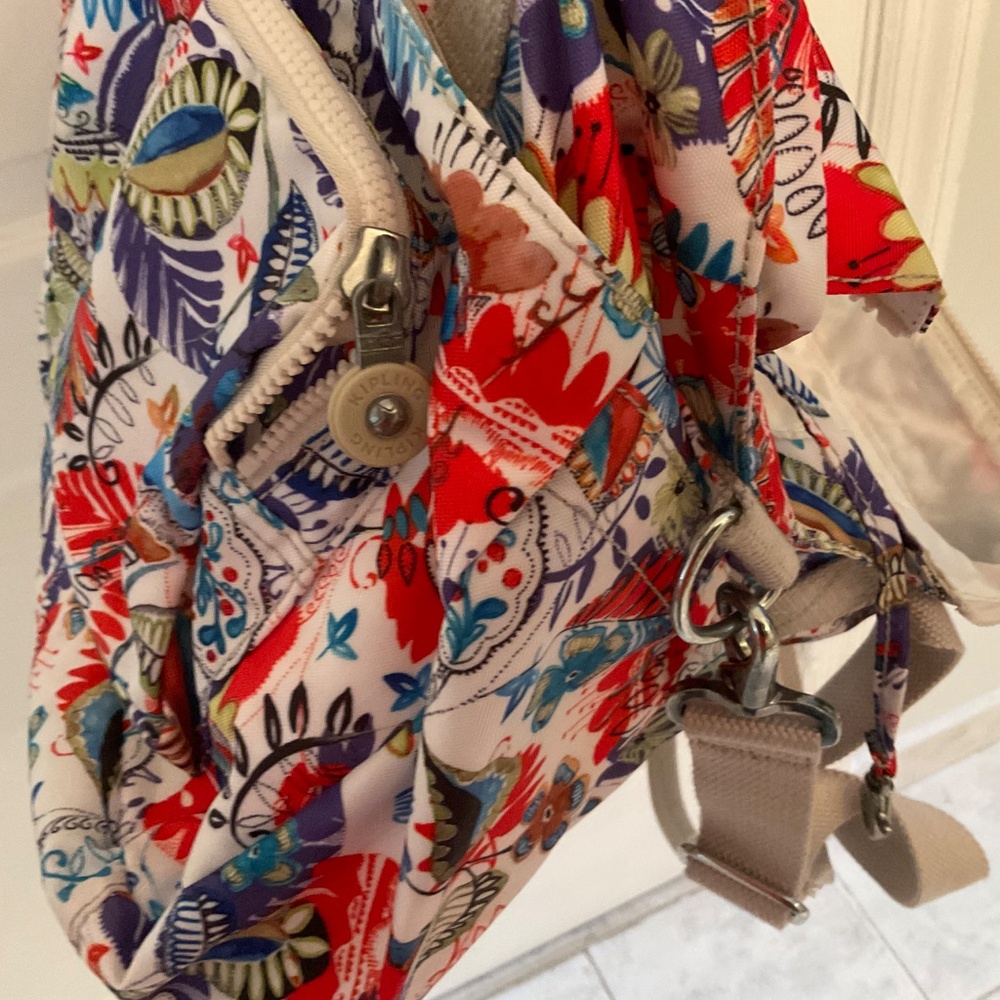 Kipling Floral Shoulder Multi Colored Large Bag Zoe Monkey - Picture 9 of 13